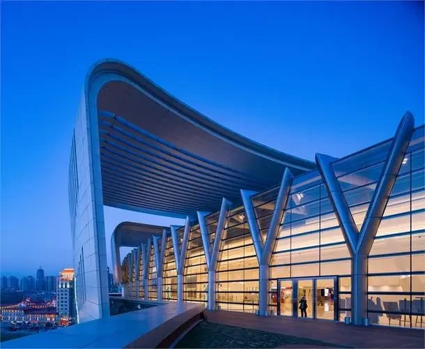 Night view of sunshade curtain wall Night view of sunshade curtain wall